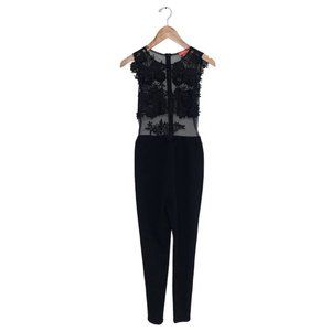 Banjul Sheer Floral‎ Lace  Jumpsuit Black Sleeveless Pants Women’s Size Small